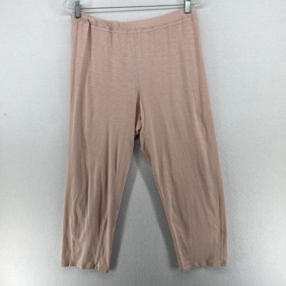 EILEEN FISHER GARNET HILL Pants M Sleepwear Slub Cotton Jersey PJ Lounge Pink - Picture 1 of 16